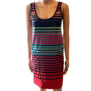 AJ Andrea Jovine 100% Prima Cotton Beach Summer Mini Tank Dress Women S Pocket